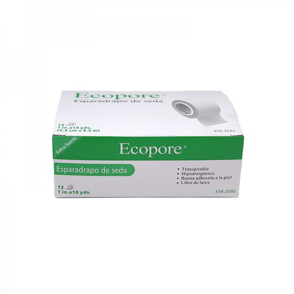 Esparadrapo Ecopore Unidix Seda 2,5 x 10m (Caixa 12 Unidades)